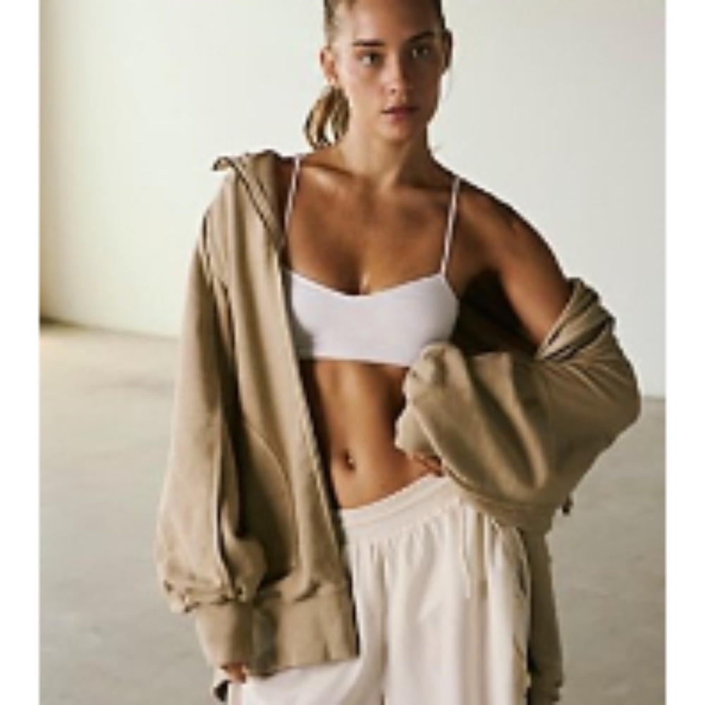 Free People Headliner Zip Up tan Jacket small